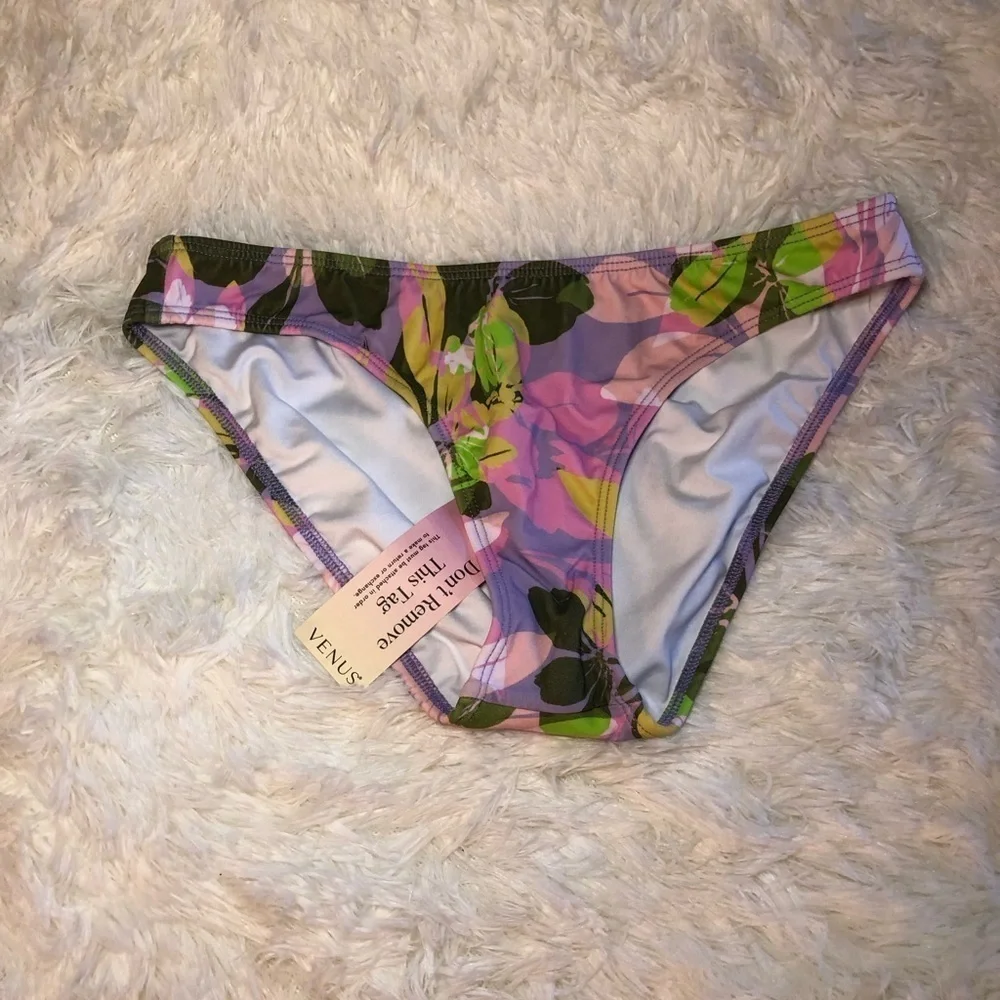 VENUS Pink and Green Floral Bikini Bottom size 6 NWT